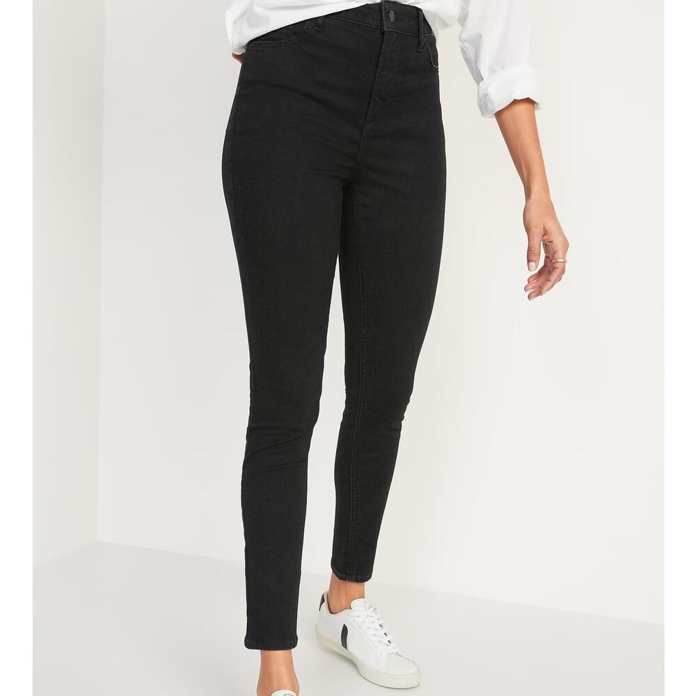 Old Navy FitsYou Extra High-Waisted Rockstar Super-Skinny Black Jeans‎ Size 00-0